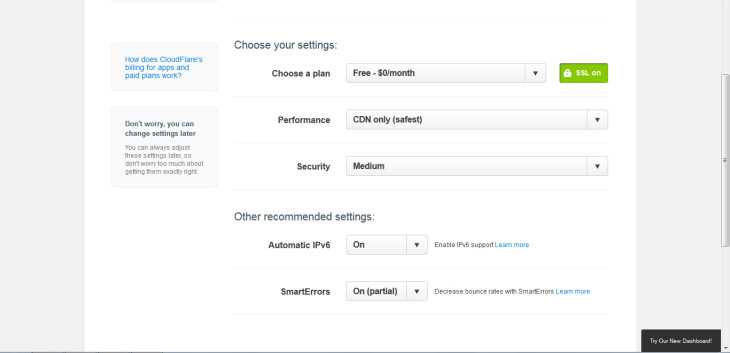 Step 4: choose your settings. Make sure you select the free option – it’ll try and make you purchase one – and then use the default settings.